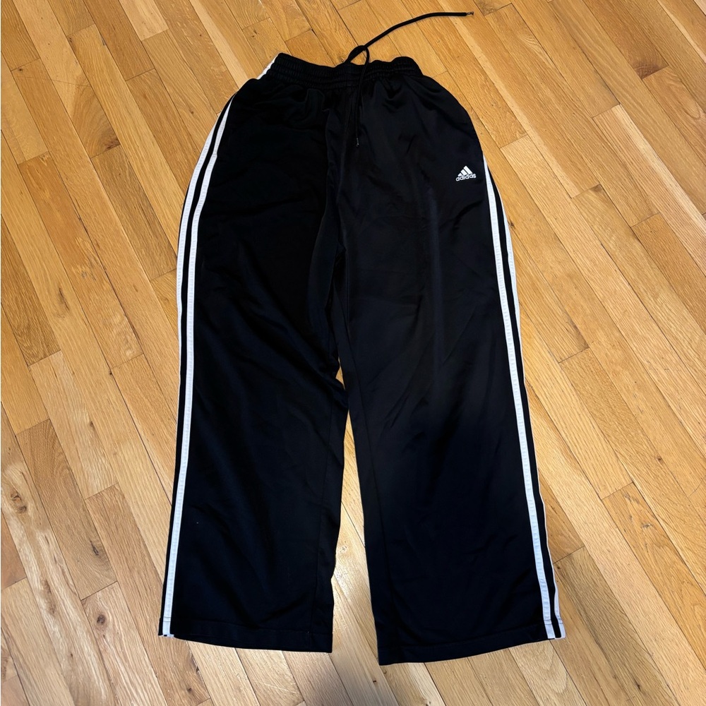 Adidas Black Joggers with White Stripes